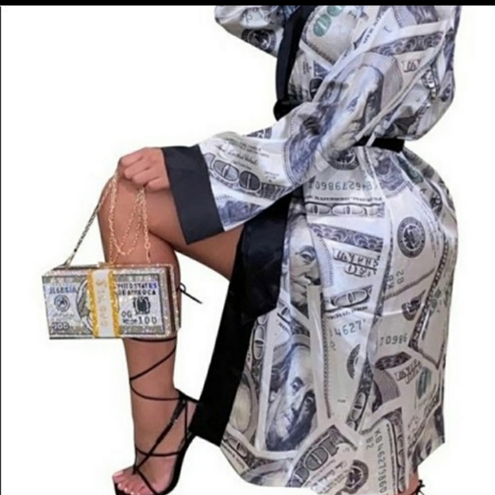 Satin Money Print Robe